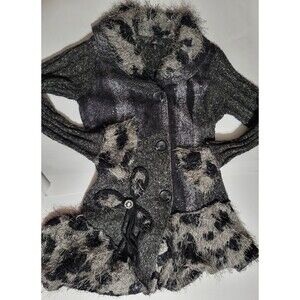 Sioni Animal Print Sweater Tunic Cardigan Medium